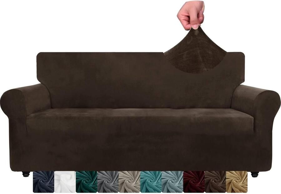 Elastische fluwelen bankhoes 3-zits – Anti-slip meubelbescherming voor honden en huisdieren – Voor woonkamer