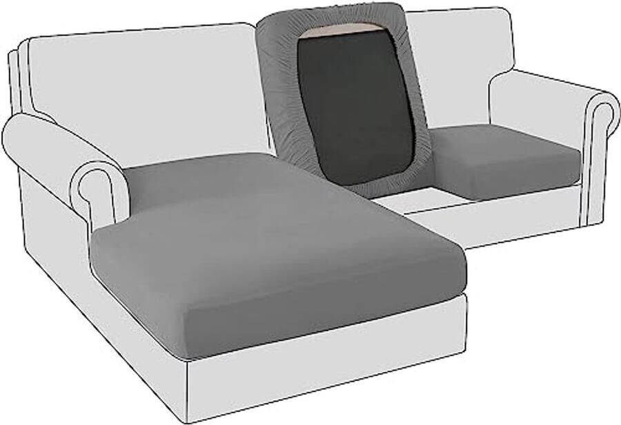 Elastische fluwelen bankovertrek voor 3-zits bank donkergrijs