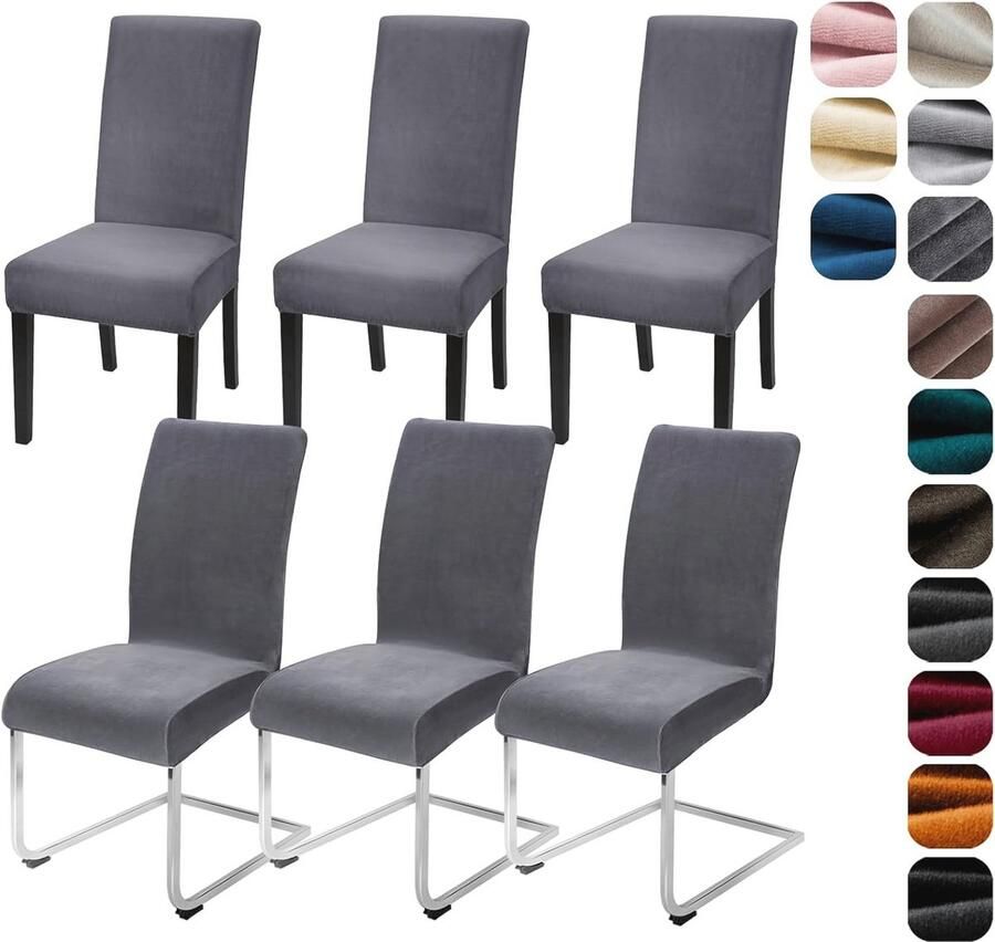 Elastische fluwelen stoelhoezen set van 4 6 – Wasbare hoezen voor bescherming en styling van stoelen