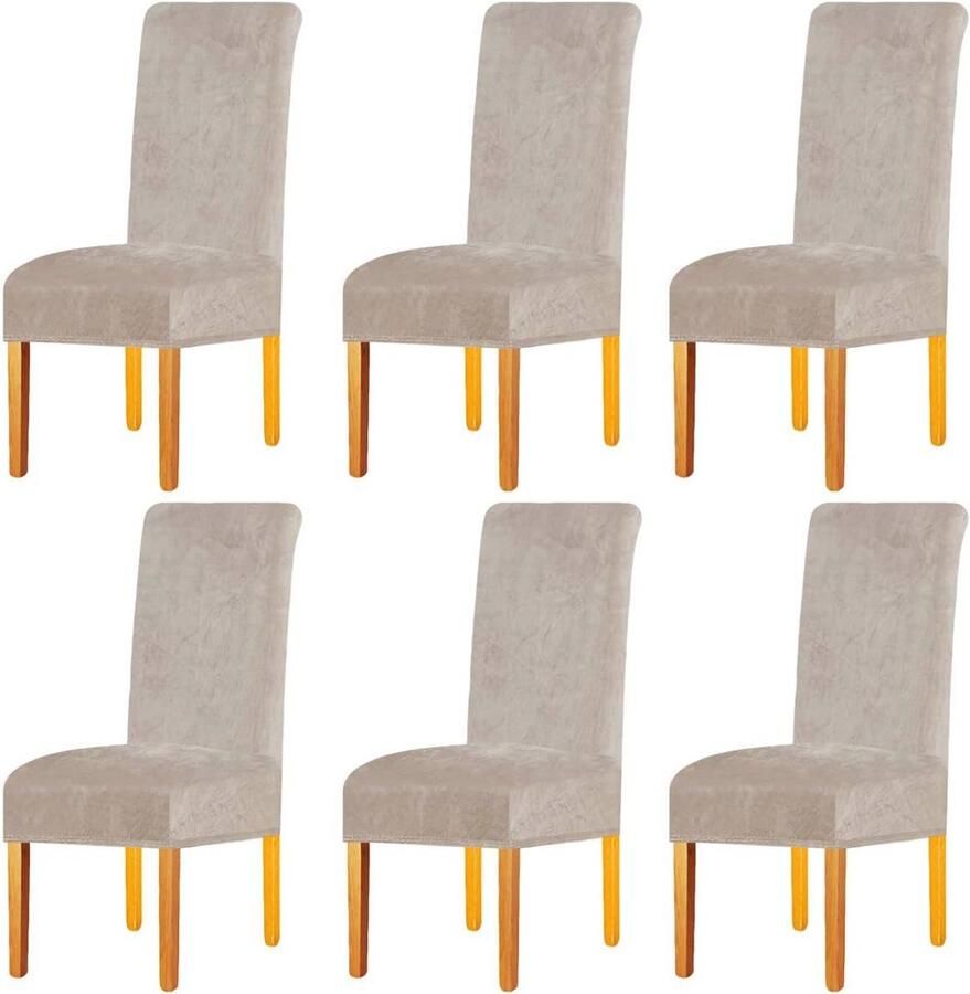 Elastische Fluwelen Stoelhoezen voor Eetkamerstoelen Set van 6 Wasbaar en Afneembaar