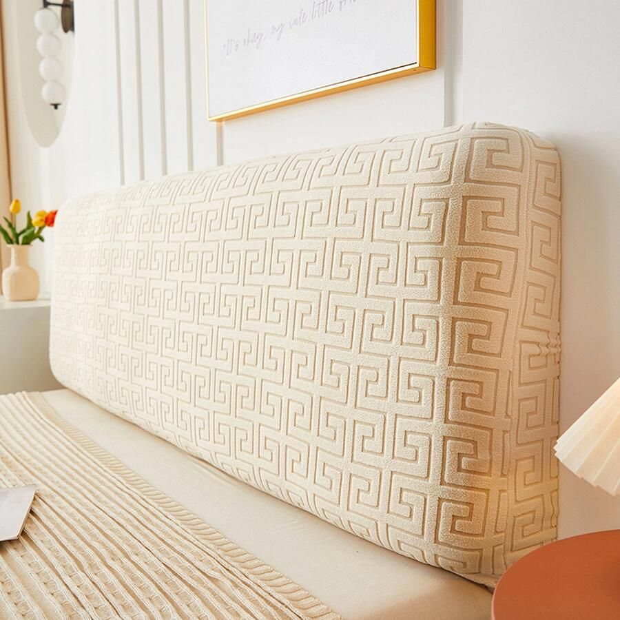 Elastische hoofdbordhoes Geschikt voor groot bed hoofdbord bankhoes jacquard hoofdbordhoes stofbescherming Geschikt voor slaapkamerdecoratie beige 180cm