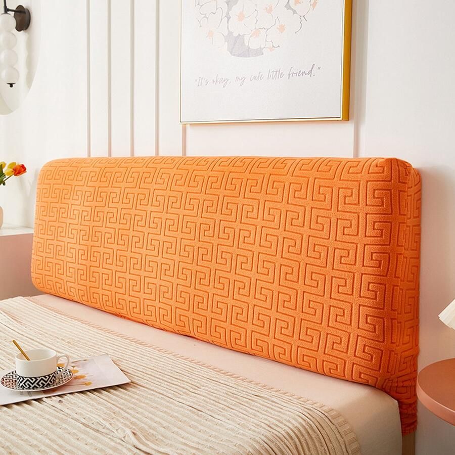 Elastische hoofdbordhoes Geschikt voor groot bed hoofdbord bankhoes jacquard hoofdbordhoes stofbescherming Geschikt voor slaapkamerdecoratie oranje 200cm