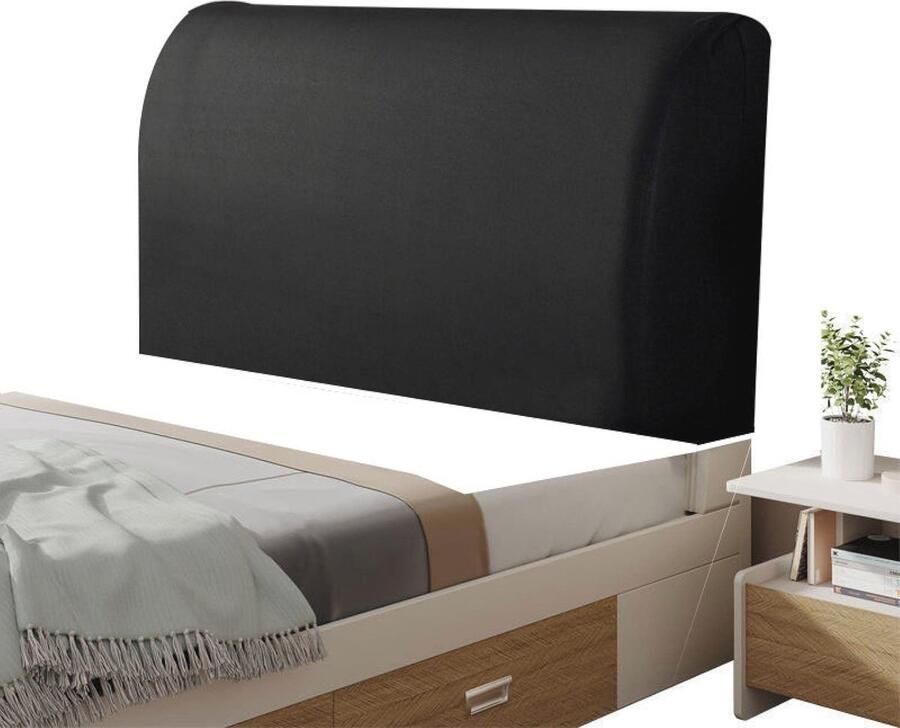 Elastische Hoofdeinde Cover voor Eenpersoonsbed Stofdicht en Wasbaar Zwart Geschikt voor Hoofdbord van 100-120CM