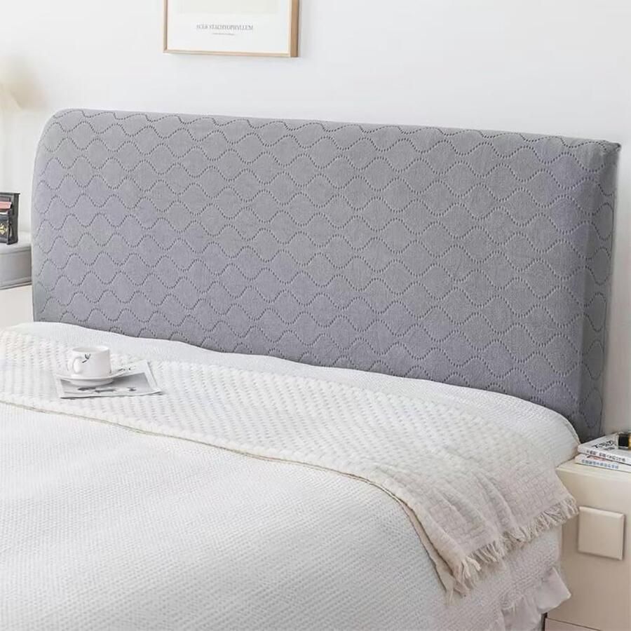 Elastische Hoofdeindehoes voor Tweepersoonsbed Stofdicht en Duurzaam Design Spandex Jacquard in Grijs (120-150 cm)