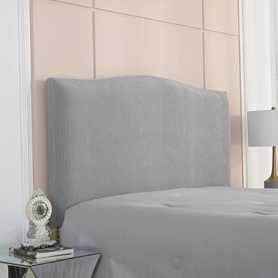 Elastische Hoofdsteunhoezen voor Bedden Beschermende en Comfortabele Hoofdbordhoezen Wit Zilver Geschikt voor Eenpersoons en Tweepersoonsbedden