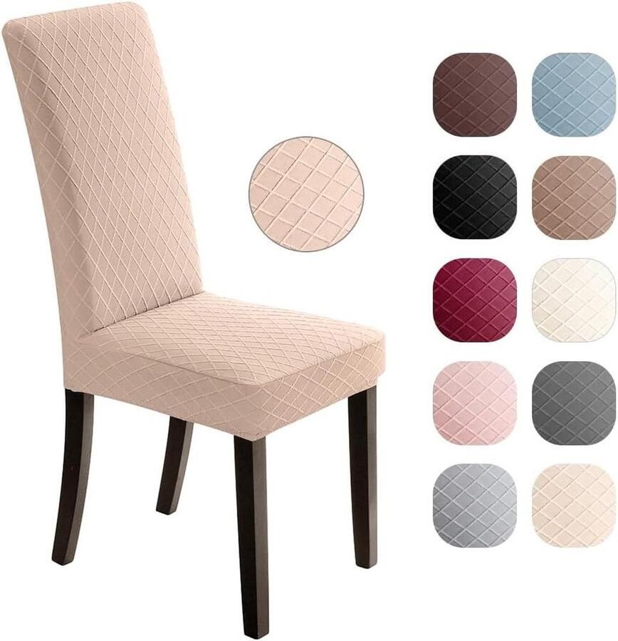 Stoelhoezen set van 6 universele stretch stoelhoezen moderne jacquardhoezen afneembare stoelovertrek afdekking eetkamerhoes bi-elastische spanovertrek voor banket decoratie en bruiloftsfeesten