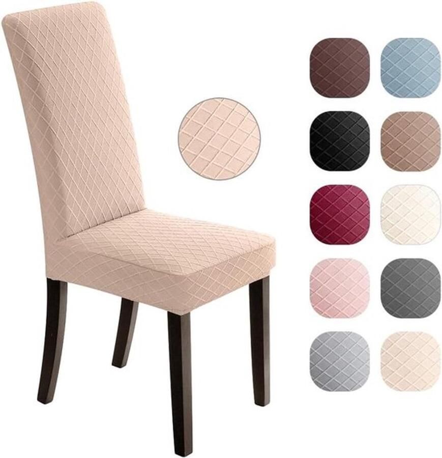 Elastische Jacquard Stretch Stoelhoezen Moderne Eetstoelhoezen Verwijderbare Wasbare Kussenovertrekken Meubelbeschermers voor Eetkamer of Hotel Set van 6 Kameel