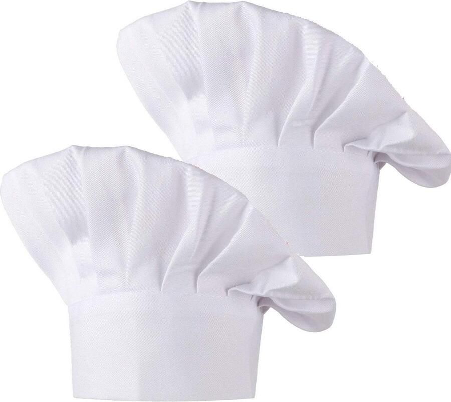 Elastische Koksmuts Uniseks Katoenen Professionele Kookmuts 2 Stuks Wit D18