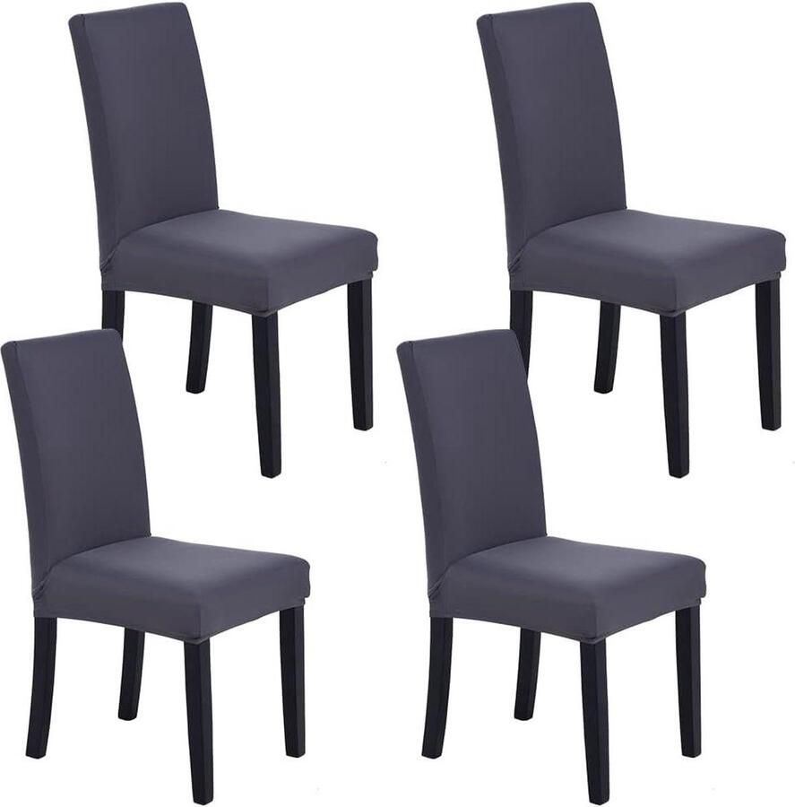Elastische moderne stoelhoezen voor bruiloft feesten bi-elastische spanhoes makkelijk schoon te maken duurzaam universeel 4 stuks grijs Stoelhoezen