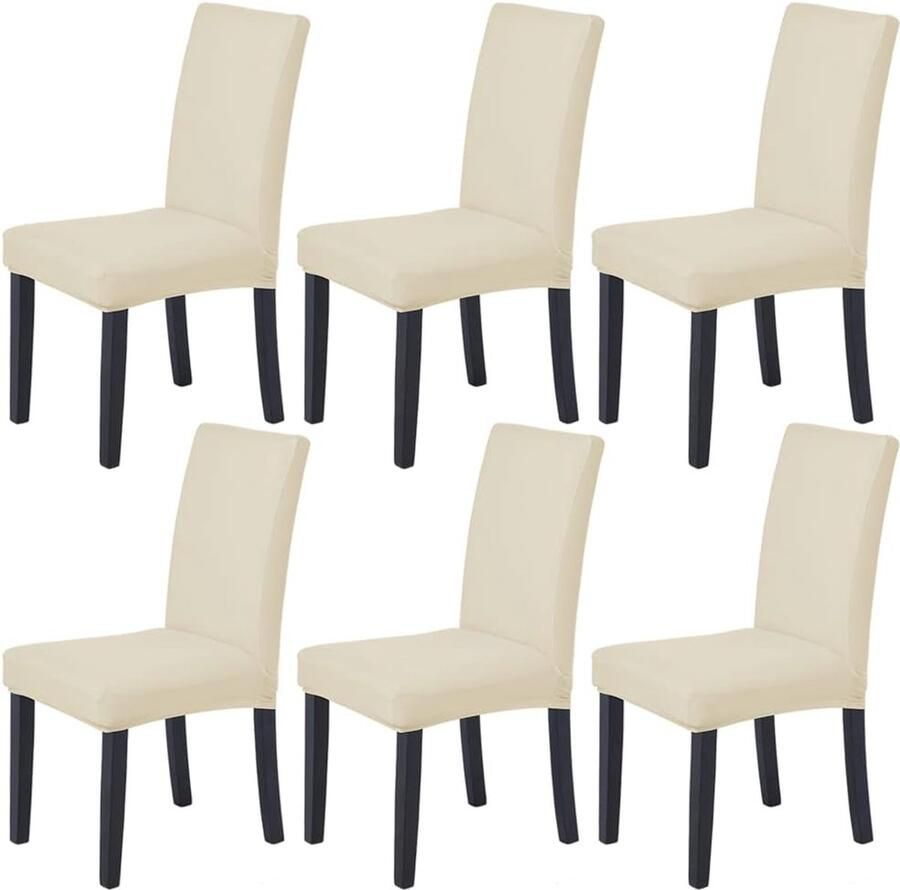 Elastische Moderne Stoelhoezen voor Bruiloften en Feesten Universale Bescherming 6 Stuks Beige