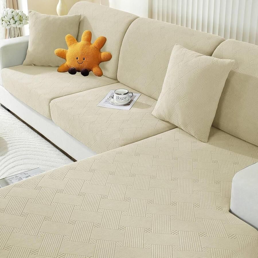 Elastische Sofa Stoelhoes Universele Bescherming 2 Stuks Beige