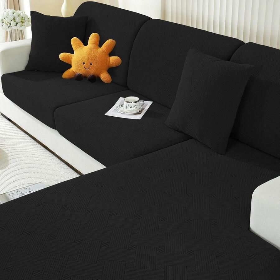 Elastische Sofa Stoelhoes Universele Sofa Kussenhoes Chaiselongue Zwart