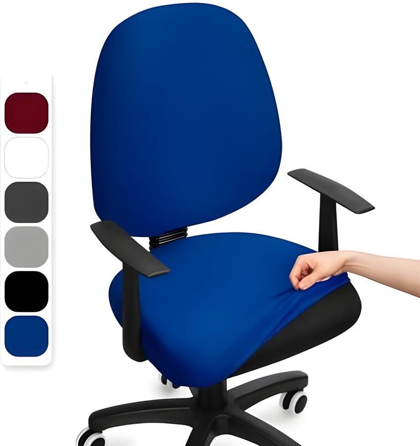 Elastische Split Stoelhoes voor Bureaustoel Universeel Verwijderbaar en Wasbaar (Blauw 2 Stuk)