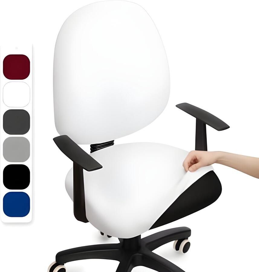 Elastische Split Stoelhoes voor Bureaustoel Universeel Verwijderbaar en Wasbaar (Wit 2 Stuks)