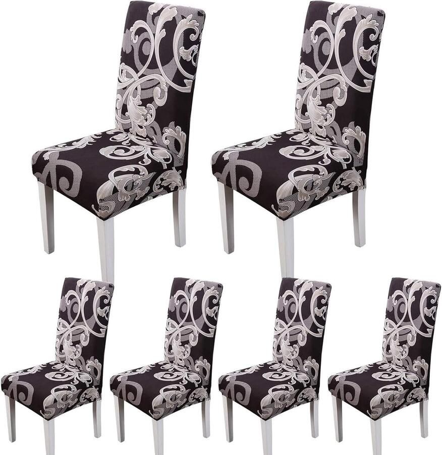 Elastische Stoelhoes Bescherming voor Eetstoelen Set van 6 Polyester-Spandex