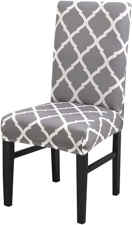 Elastische stoelhoes met rugleuning voor keuken en eetkamer Beschermende en wasbare bekleding in grijs (1 stuk)