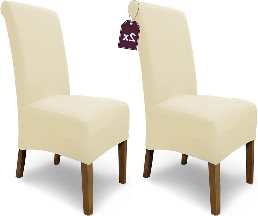 Elastische Stoelhoes Set van 2 Scheffler-Home Stretch Stoelhoes Emma Vrijdragende Stoelhoezen Microvezel Spanhoes met Elastische Band Elegante Stoelbekleding Stoelhoezen