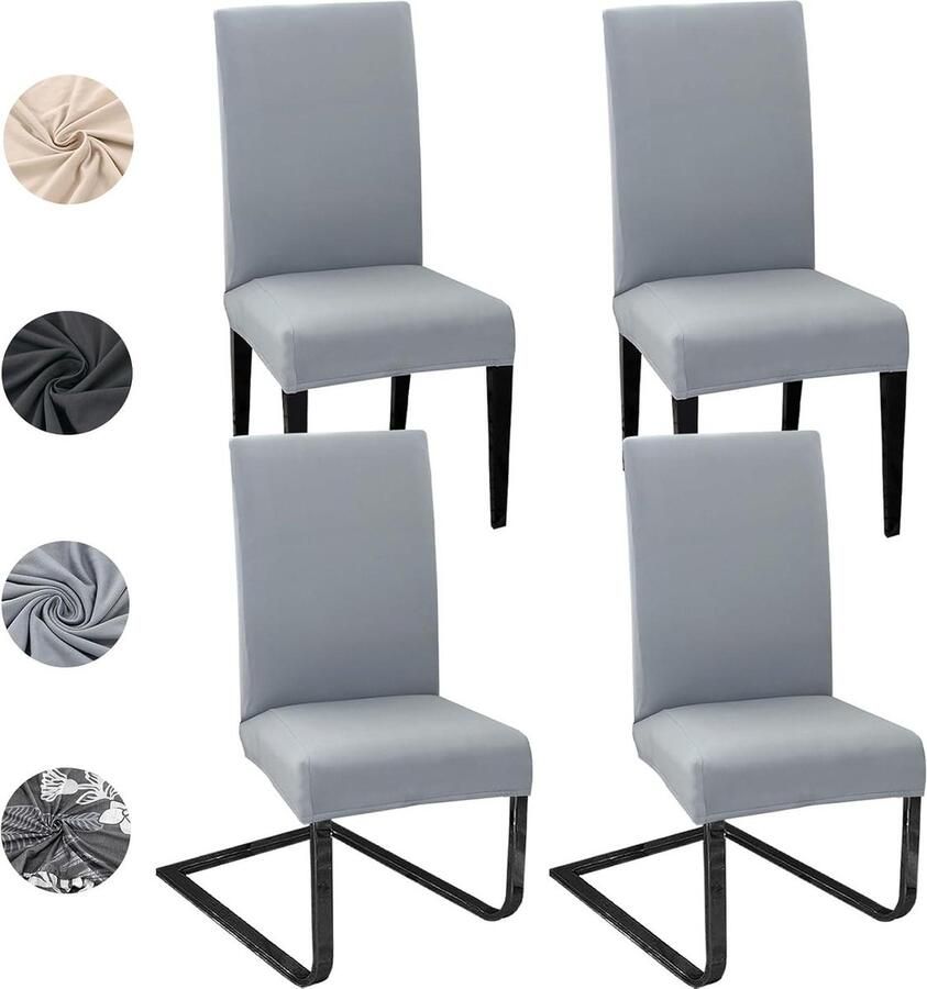 Elastische Stoelhoes Set van 4 Afneembaar en Wasbaar Moderne Stretch Stoelbeschermer Universeel Grijs Voor Hotel Restaurant Bruiloft Banket Stoelhoezen