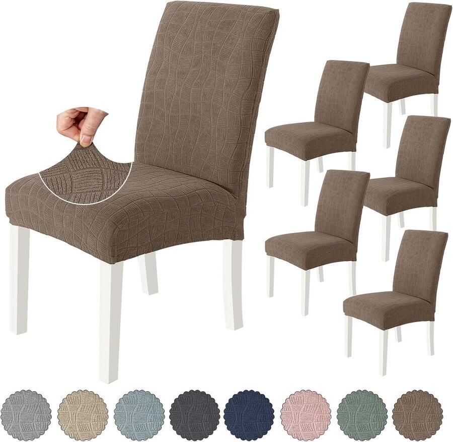 Elastische Stoelhoes Set van 6 Moderne Verlengbare en Wasbare Stoelbekleding voor Eetkamerstoelen