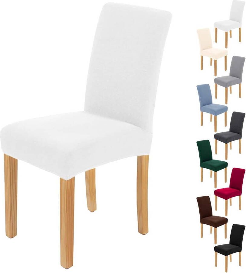 Elastische stoelhoes stretch grijs stoelhoezen 6 stuks stretch afneembaar wasbaar duurzaam universeel voor eetkamer hotel banket bruiloft feestdecoratie Wit