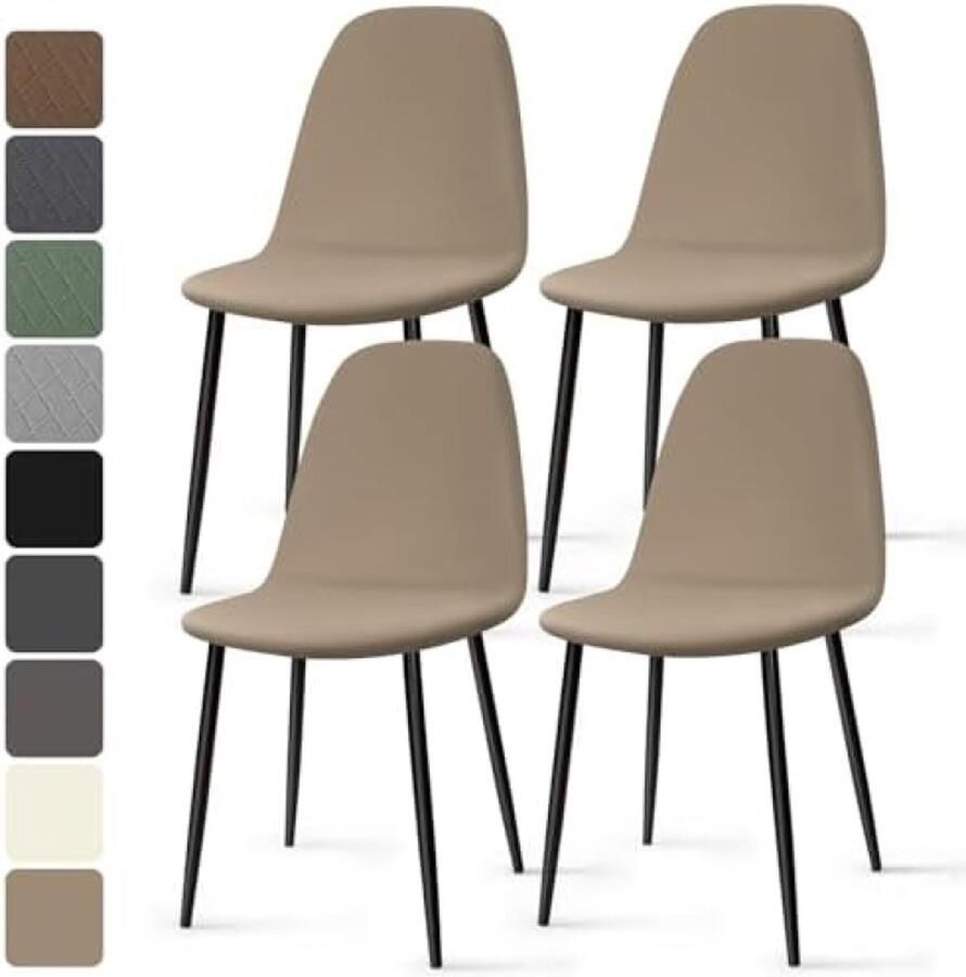 Elastische Stoelhoezen 4 Stuks Spandex Eetstoelhoezen Stretch Stoelhoes Afneembare Wasbare Stoelbekleding met Rugleuning voor Thuis Hotel Restaurant Feest (4 Stuks)