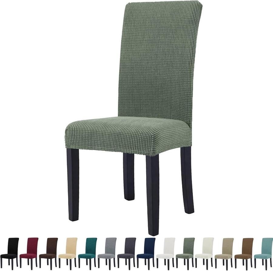 Elastische Stoelhoezen 4 Stuks Universele Bescherming voor Eetkamer en Feesten Lichtgroen