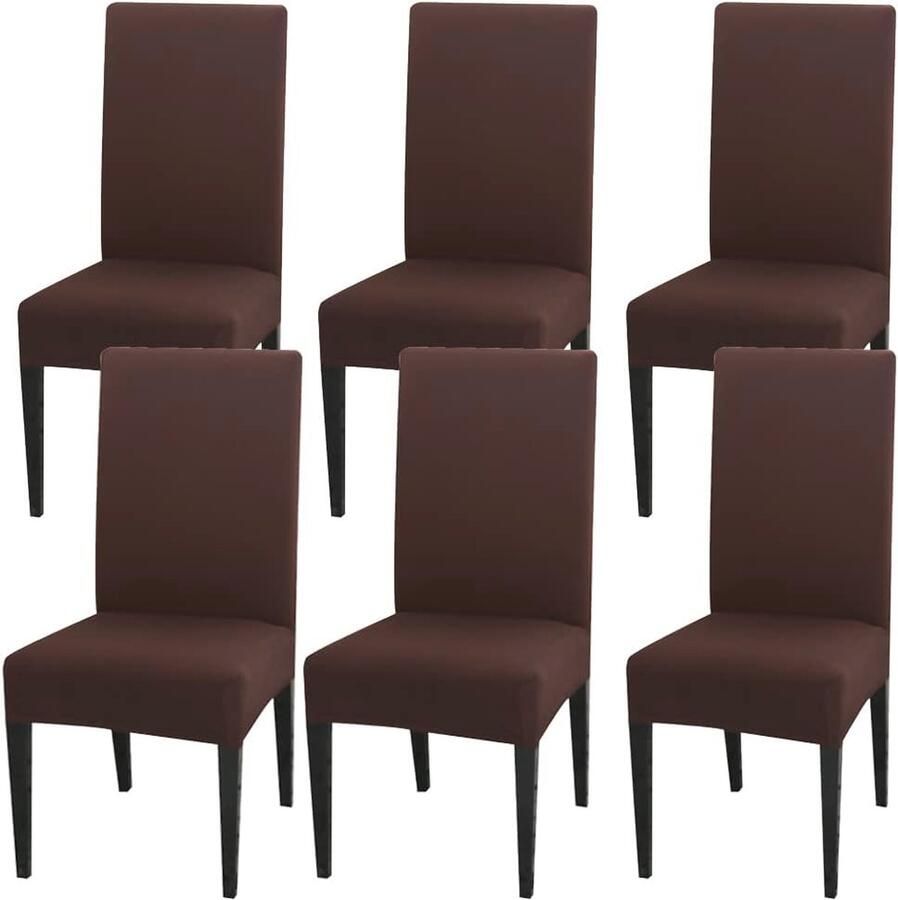 Elastische Stoelhoezen met Rugleuning 6 Stuks Universaal Vuilafstotend en Wasbaar Modern voor Woonkamer en Restaurant