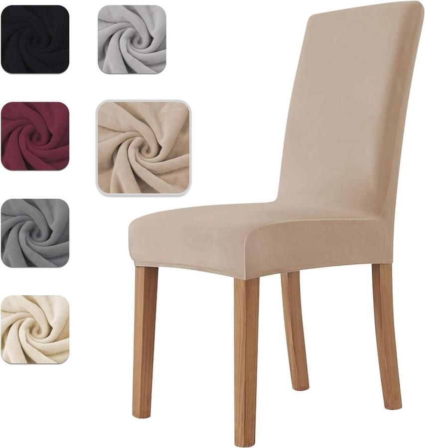 Elastische Stoelhoezen met Rugleuning 6 Stuks Universeel Krasbestendig Superzacht en Comfortabel voor Keuken en Woonkamer