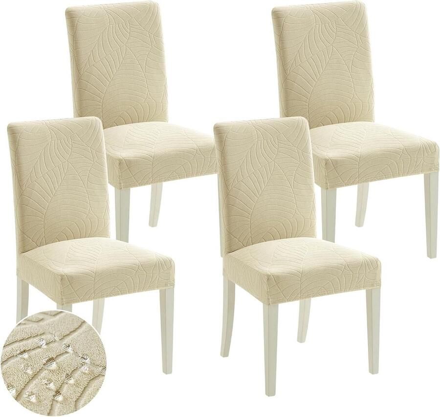 Elastische Stoelhoezen met Rugleuning voor Eetkamerstoelen en Keuken Afneembaar en Wasbaar Universeel Lichtblauw Set van 4