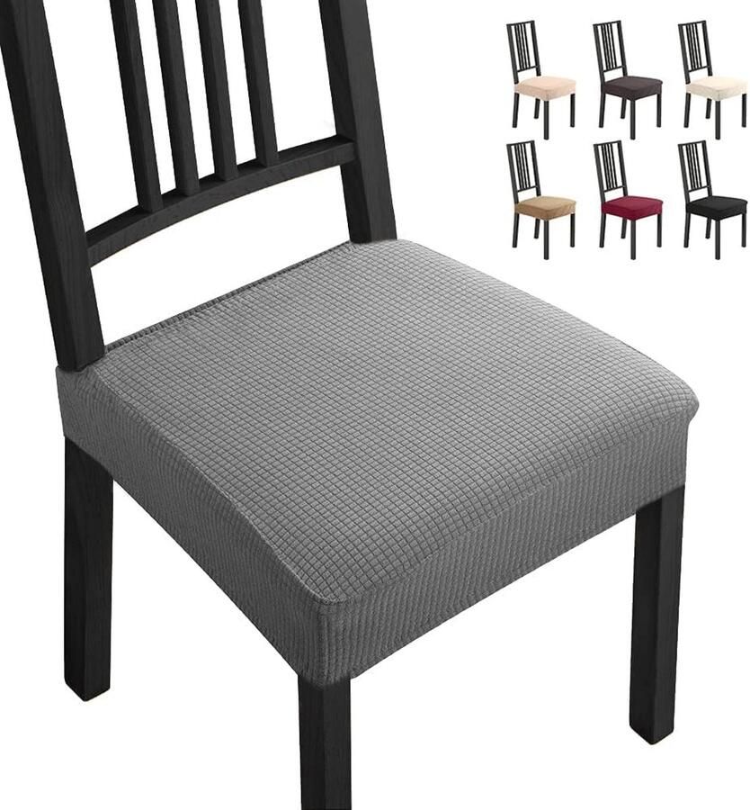 Elastische Stoelhoezen Moderne Beschermers voor Meubilair Vlekbescherming Bi-Elastisch 6 Stuks Grijs