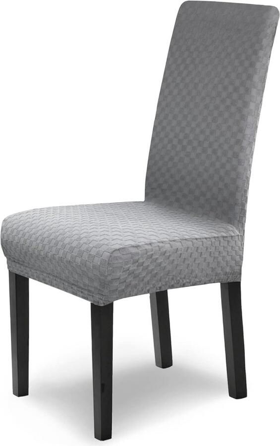 Elastische Stoelhoezen Set van 2 Stretch Hoezen voor Eetkamer- en Bureaustoelen Hoge Rugleuning Grijs