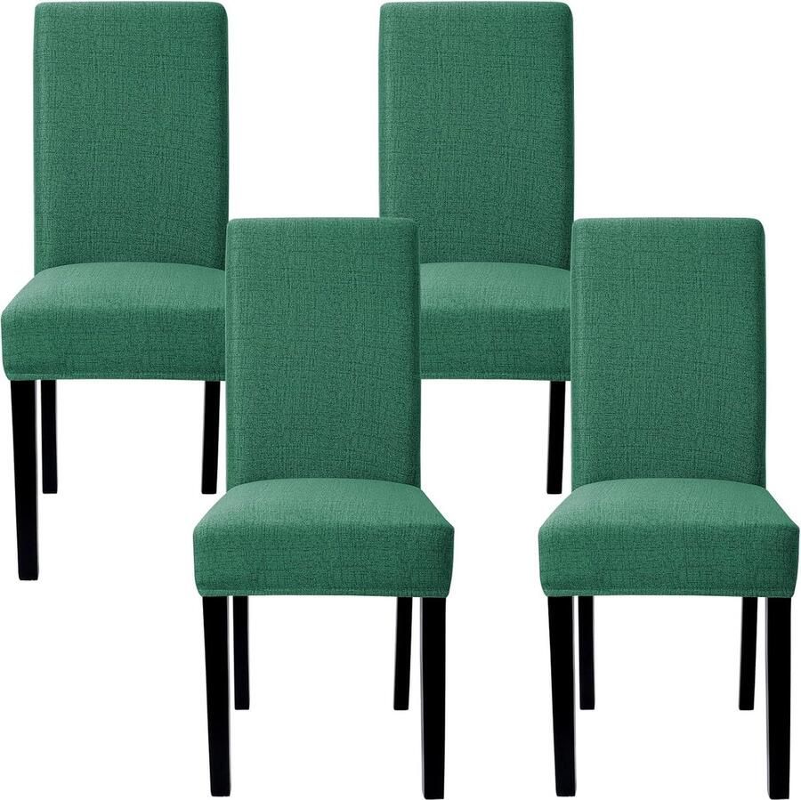 Elastische Stoelhoezen Set van 4 Donkergroen voor Eetkamer Hotel Restaurant Keuken