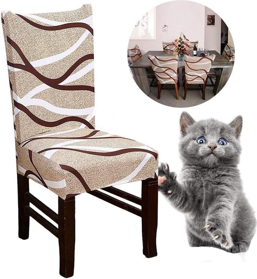 Goodivery Elastische Stoelhoezen Set van 4 of 6 voor Eetkamerstoelen