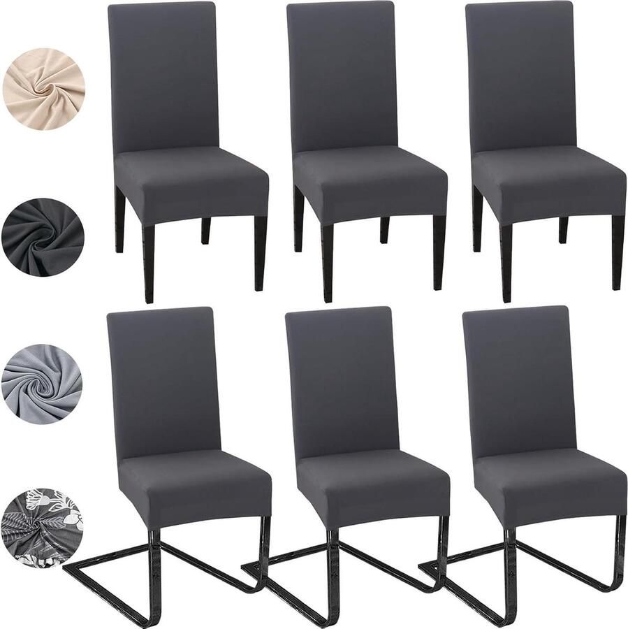 Elastische Stoelhoezen Set van 6 Afneembare en Wasbare Stoelhoezen Moderne Stretch-stoelbeschermer Universeel voor Hotel Restaurant Bruiloft Banket Antraciet Stoelhoezen