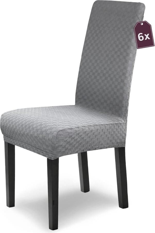 Elastische Stoelhoezen Set van 6 Stretch Covers voor Hoge Rugleuningen Geschikt voor Eetkamers en Bureaustoelen Grijs