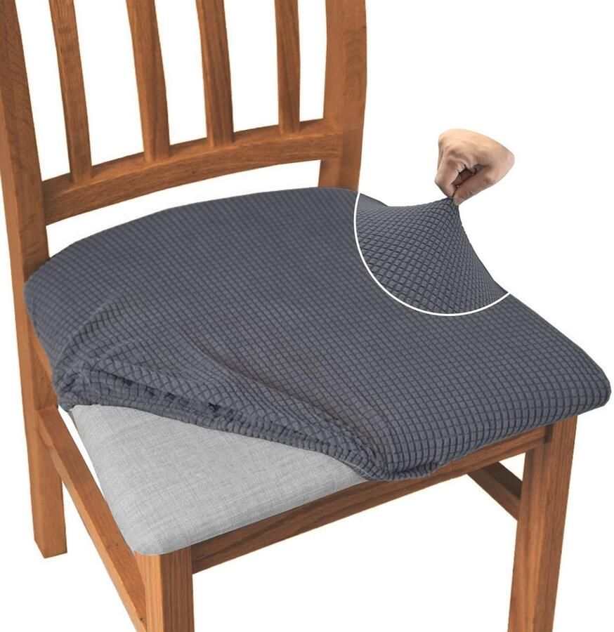 Elastische Stoelhoezen Set van 6 Verstelbare en Antislip Eetkamerstoelbescherming Grijs