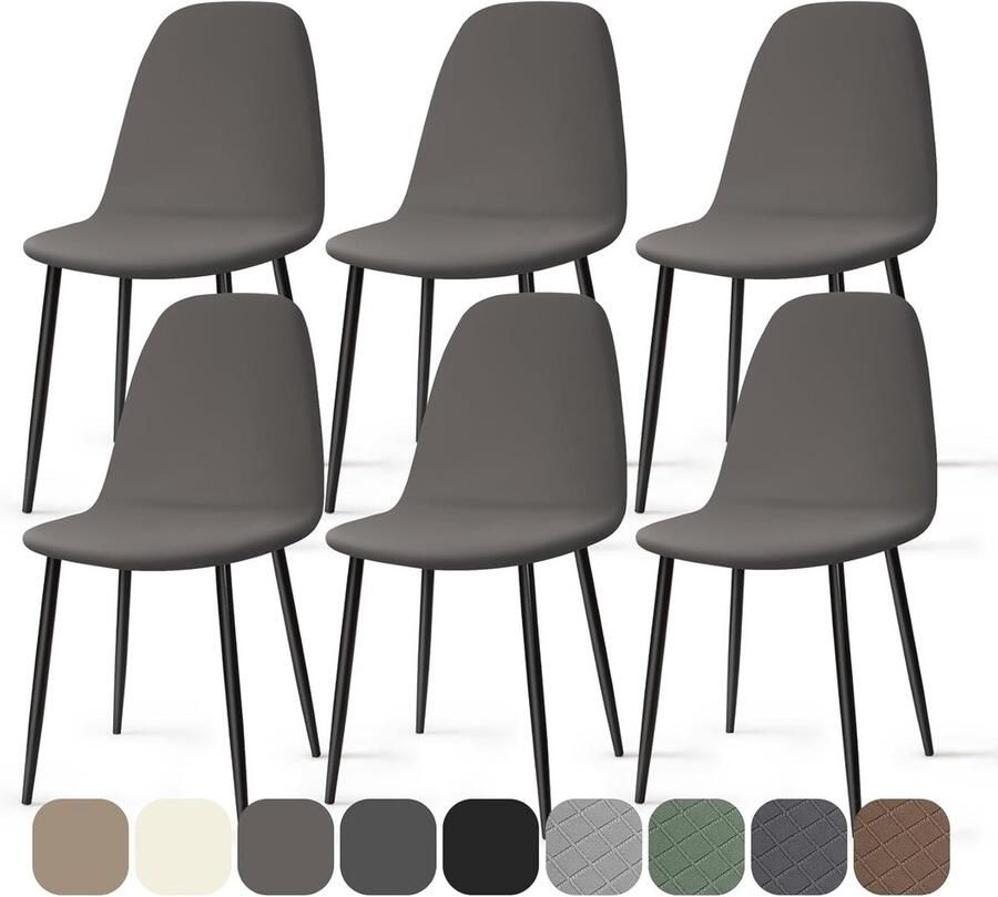 Elastische Stoelhoezen Stretch Stoelbekleding voor Eetstoelen (6 Stuks Grijs)