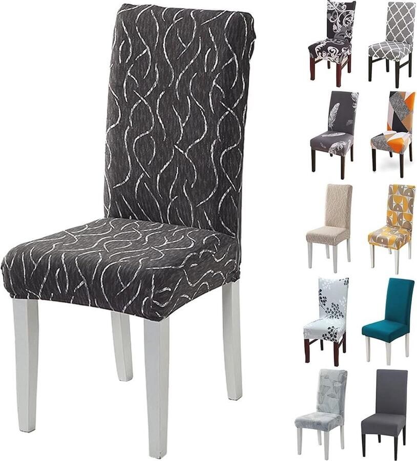 Elastische stoelhoezen voor eetkamer 4 of 6 stuks afneembaar en wasbaar stoelbeschermers voor feest en thuisk gebruik
