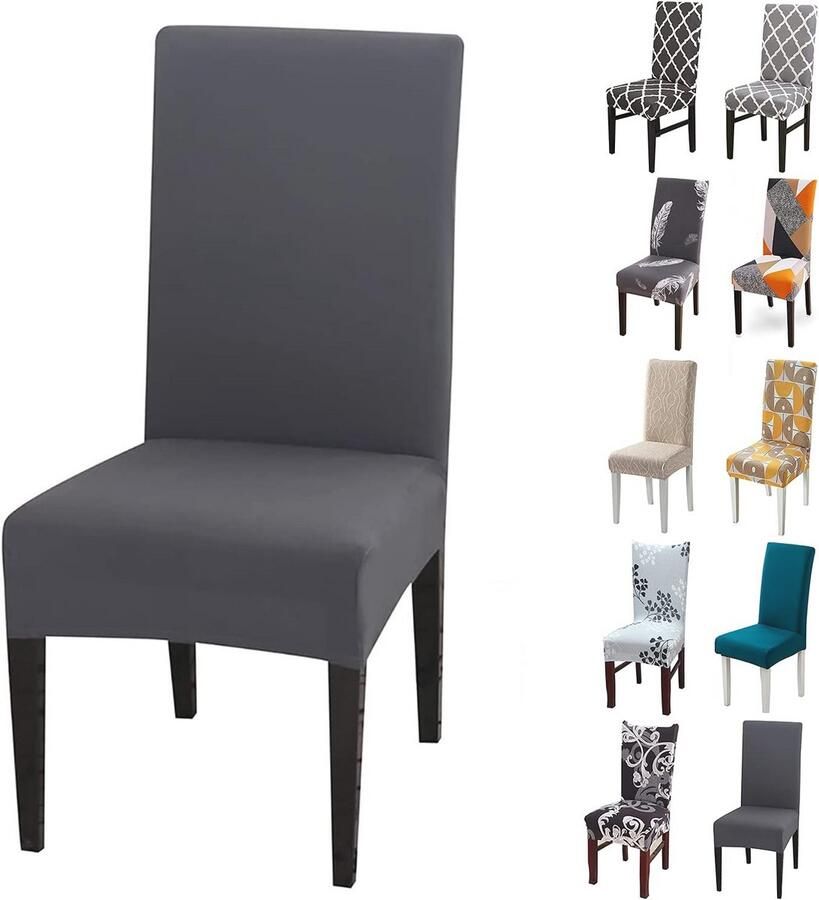 Elastische stoelhoezen voor eetkamerstoelen Afneembaar en wasbaar 4 of 6 stuks