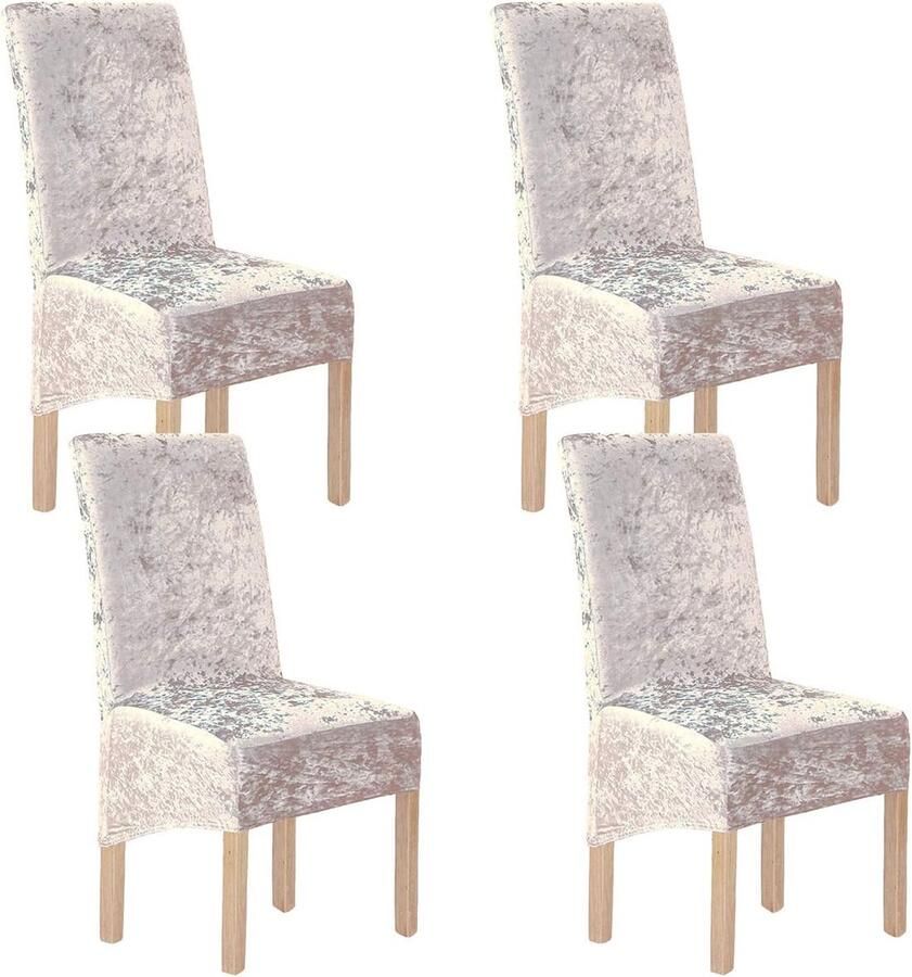 Elastische Stoelhoezen voor Eetkamerstoelen Lichtgoudkleurig 4 Stuks (XL)