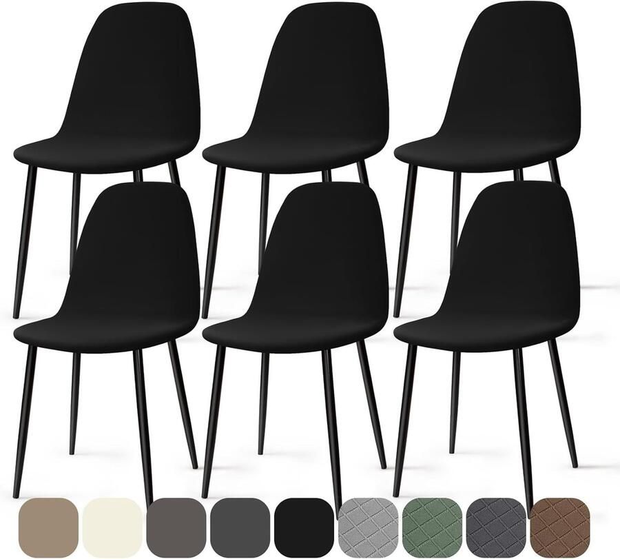 Elastische Stoelhoezen voor Eetstoelen 6 Stuks Wasbare Stretch Stoelbekleding