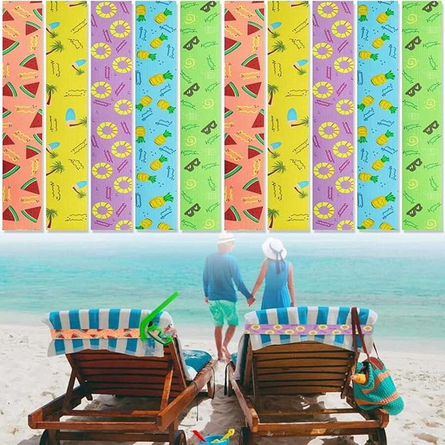 Elastische Strandhanddoek Band 10 Stuks Strandhanddoek Elastiek Band Ligbed Elastiek Band Universele Rekbare Handdoek Houder Band Voor Strandlakens Stoel Houders Strandaccessoires Voor De Zomer Strandstoel Handdoekriemen