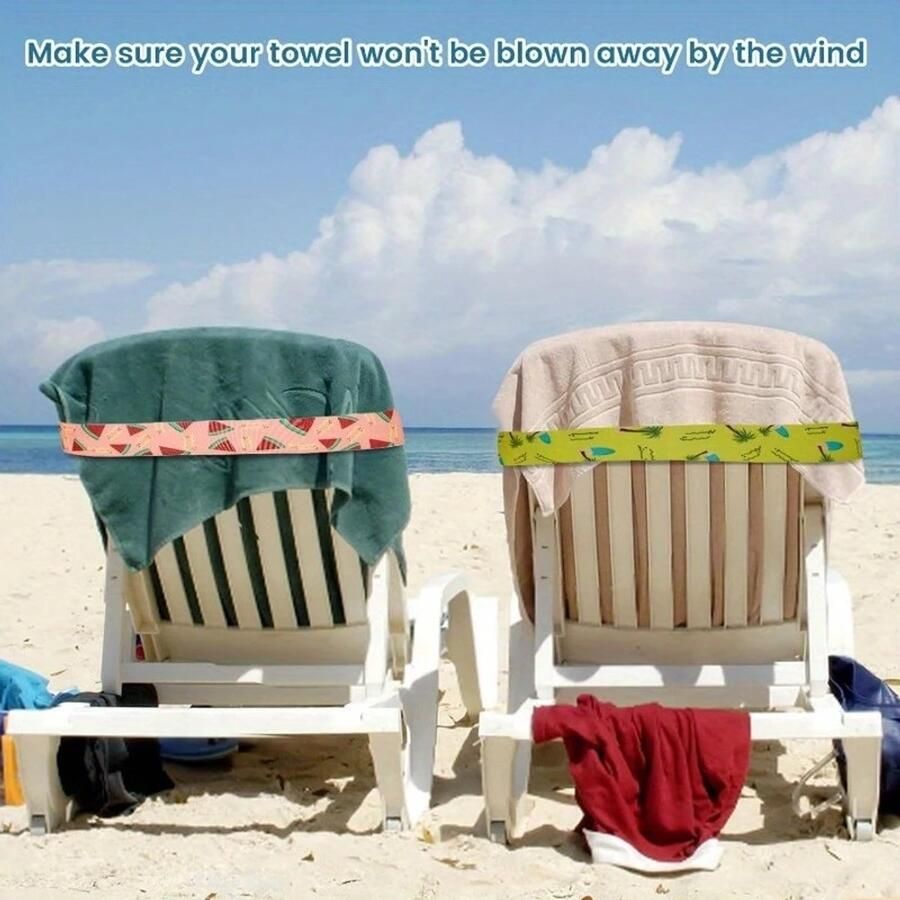 Elastische strandhanddoek band set van 5 universele rekbare handdoek houder band. voor strandlakens stoel houders Strandaccessoires voor de zomer Strandstoel Handdoekriemen