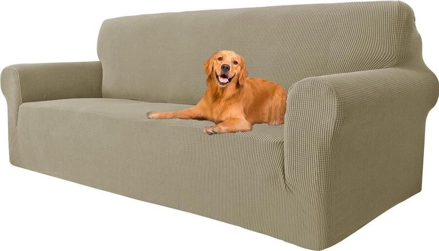 Elastische Stretch Bankhoes 3 Zits Krasbestendig en Huisdier Vriendelijk Kaki