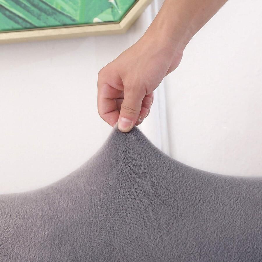 Elastische Stretch Bankovertrek Set van 2 3-zits voor L-vormige Bank Zilvergrijs Incl. 2 Kussenslopen hoekbank hoes stretch