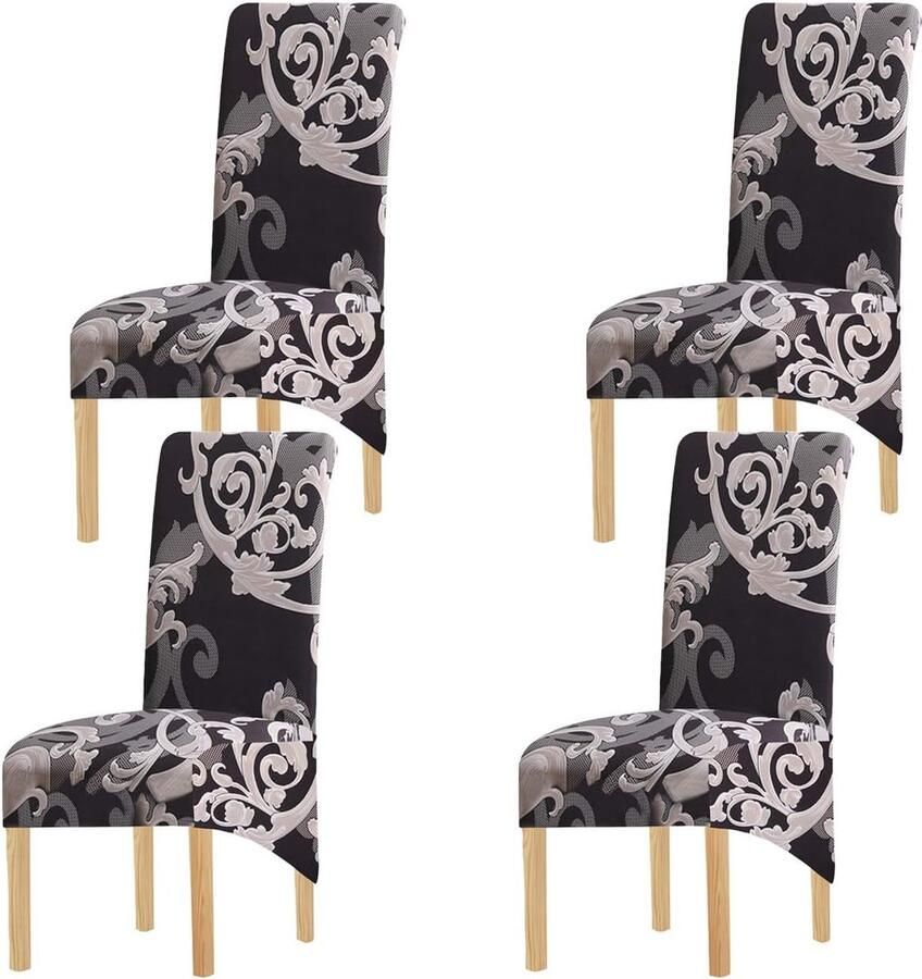 Elastische Stretch Stoelhoezen voor Eetkamerstoelen Set van 2 4 6 Ideaal voor Bruiloften en Feesten Bescherm je Meubels Zwart