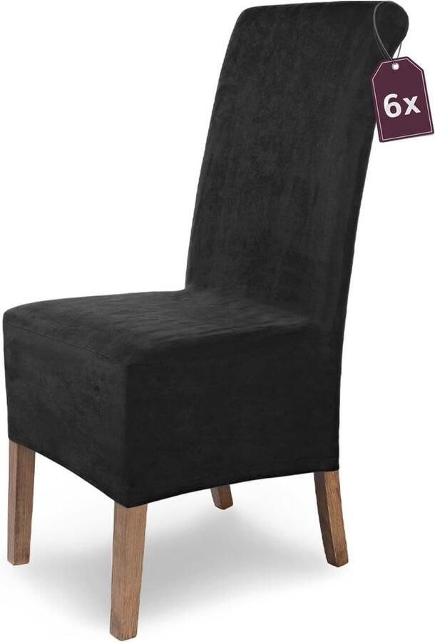 Stretch Stoelhoes Leon Set van 6 Elastische Suède Stoelhoes Stoelbekleding Vrijdragende Stoelen Spanhoes met Elastische Band Elegante Stoelhoezen