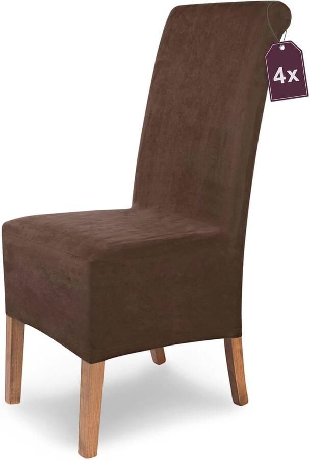 Elastische Suède Stoelhoezen Set van 4 voor Vrijdragende Stoelen Stretch Stoelbekleding met Elastische Band