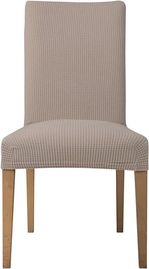 Elastische Universele Stoelhoezen Jacquard Stretchhoezen voor Eetstoelen (Zandkleur 6 Stuks)