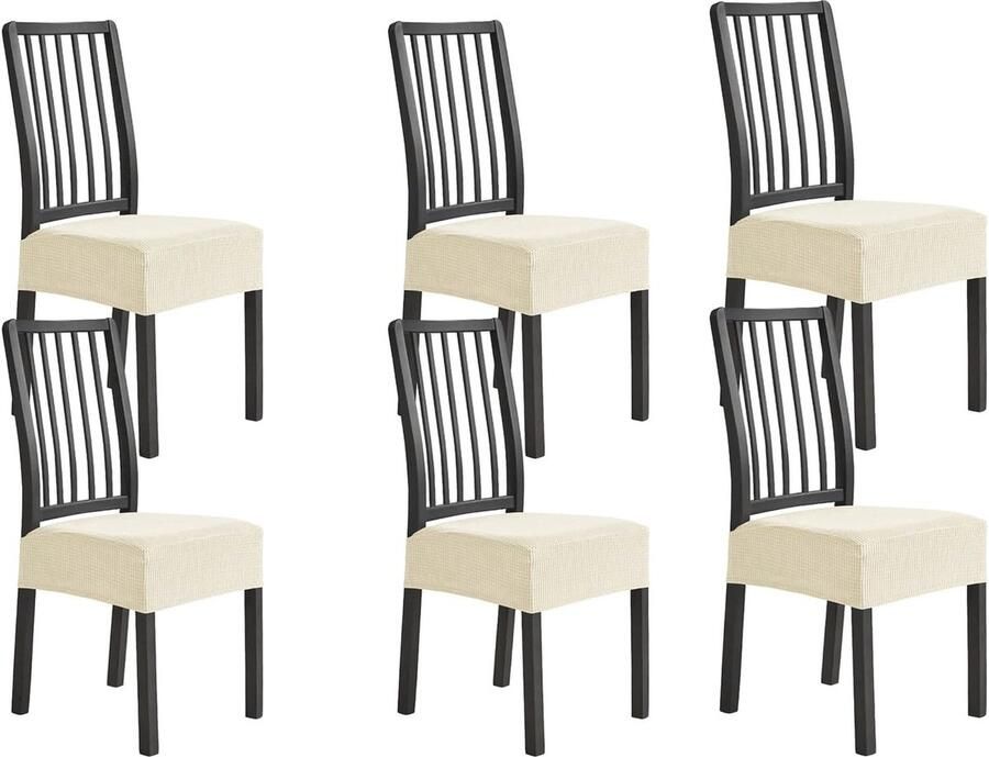 Elastische universele stoelhoezen set 4-delige wasbare jacquard bekleding voor eetkamerstoelen hotel en banket (beige)